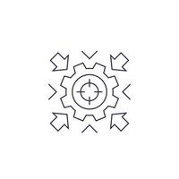 Integration concept vector icon with cogwheel, linear design