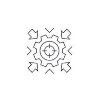 Integration concept vector icon with cogwheel, linear design