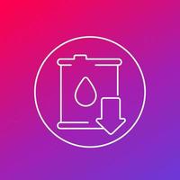 oil price drop or reduction linear icon vector