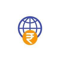 indian rupee and globe icon vector