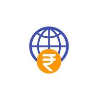 indian rupee and globe icon vector