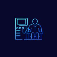 dialysis machine and patient line icon vector