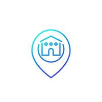 warehouse icon with mark, linear logo vector