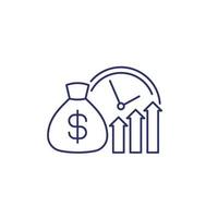 growing savings line icon on white vector