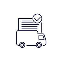 icono de línea de documentos de transporte en blanco vector