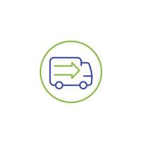 transport, delivery truck vector line icon