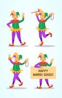 Mardi Gras Jester Character Set vector