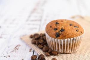 Banana cupcakes mixed with chocolate chips photo