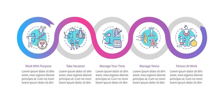 Burnout prevention vector infographic template. Time management presentation design elements.