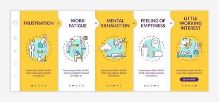 Burnout onboarding vector template. Lazy employee. Mental exhaustion. Feeling of emptiness. Work fatigue.