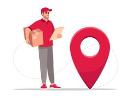 Package geolocation semi flat RGB color vector illustration