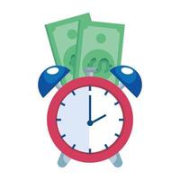bills money with alarm clock isolated icon vector