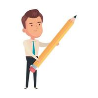 businessman elegant with pencil isolated icon vector