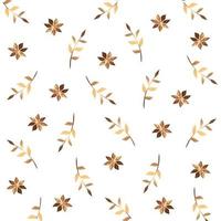 background of flowers and branches with leafs golden vector