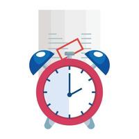 Bono de papel con reloj despertador icono aislado vector