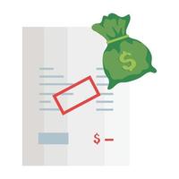 paper voucher with money bag isolated icon vector