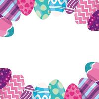 frame of eggs easter decorated vector