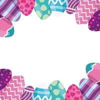 frame of eggs easter decorated vector