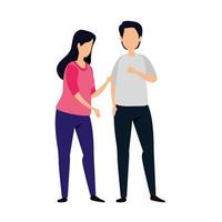 young couple avatar character icon vector