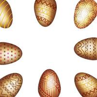 frame of golden eggs easter decorated vector