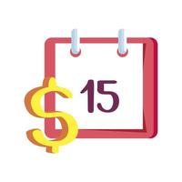 recordatorio de calendario con símbolo dólar icono aislado vector