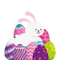 cute rabbit with eggs easter isolated icon vector