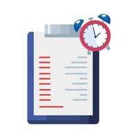 clipboard with document and alarm clock vector