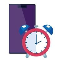 Dispositivo de teléfono inteligente con reloj despertador icono aislado vector