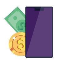 smartphone device with money cash isolated icon vector