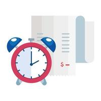 Bono de papel con reloj despertador icono aislado vector