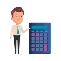 calculator math with businessman isolated icon vector