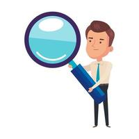 magnifying glass with businessman isolated icon vector