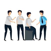 group of young men avatar character vector