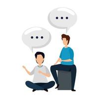 young men with speech bubble vector