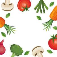 frame of fresh vegetables icons vector