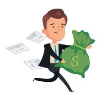 money bag with businessman and voucher paper vector