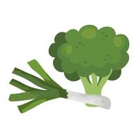 fresh broccoli with leek vegetables vector