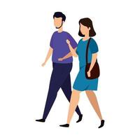 young couple avatar character icon vector