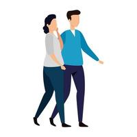 young couple avatar character icon vector