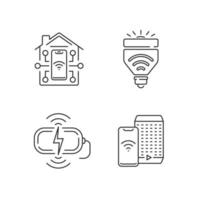 Remote access to different devices linear icons set vector