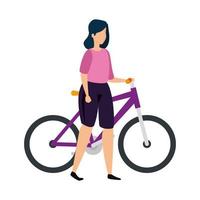 hermosa mujer con personaje de avatar de bicicleta vector