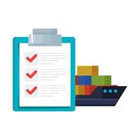 cargo ship transportation and document isolated icon vector
