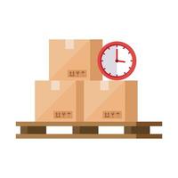 boxes packages with clock isolated icons vector