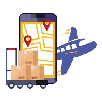 smartphone with app logistic service and icons vector