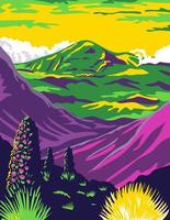 Haleakala National Park and Haleakala Volcano in Maui vector