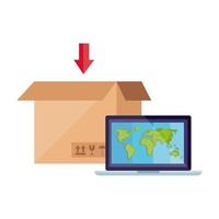 box package with laptop computer vector