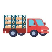 delivery service with truck and boxes vector