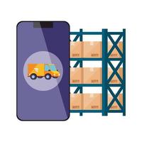 smartphone with logistic service app vector