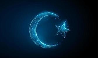 Abstract islamic Ramadan symbol crescent and star. vector