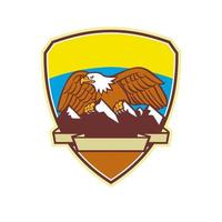 Eagle Perching Mountain Range Crest Mascot vector